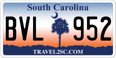 SC license plate BVL952