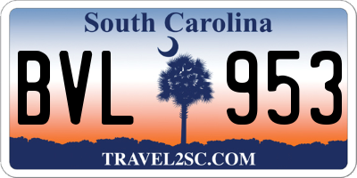 SC license plate BVL953