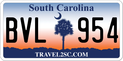 SC license plate BVL954