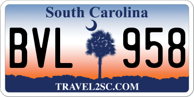 SC license plate BVL958