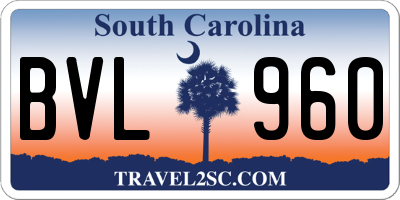 SC license plate BVL960