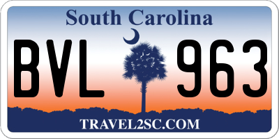 SC license plate BVL963