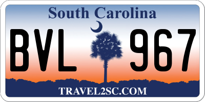SC license plate BVL967