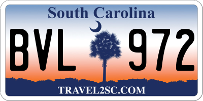 SC license plate BVL972