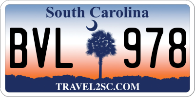 SC license plate BVL978