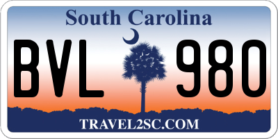 SC license plate BVL980