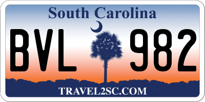 SC license plate BVL982