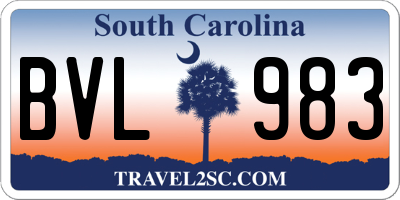 SC license plate BVL983