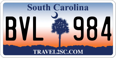 SC license plate BVL984