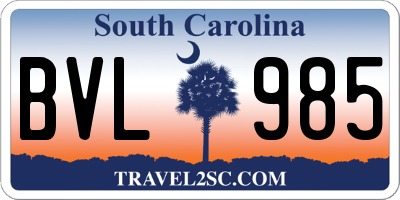 SC license plate BVL985