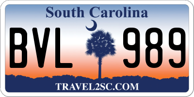 SC license plate BVL989