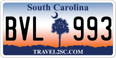 SC license plate BVL993