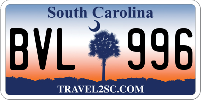 SC license plate BVL996