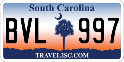 SC license plate BVL997