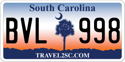 SC license plate BVL998