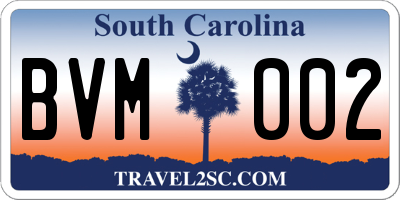 SC license plate BVM002