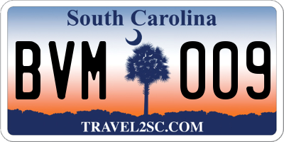 SC license plate BVM009