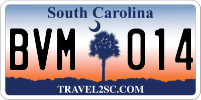 SC license plate BVM014
