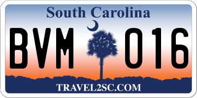 SC license plate BVM016