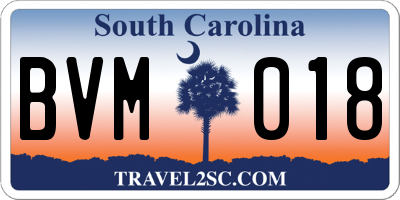SC license plate BVM018