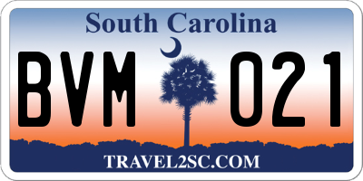 SC license plate BVM021