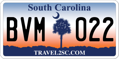 SC license plate BVM022