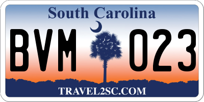 SC license plate BVM023