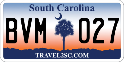 SC license plate BVM027