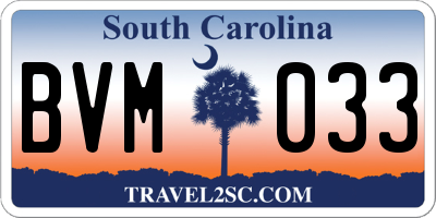 SC license plate BVM033