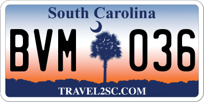 SC license plate BVM036