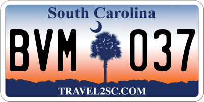 SC license plate BVM037