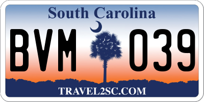 SC license plate BVM039