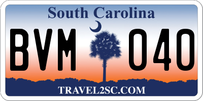 SC license plate BVM040