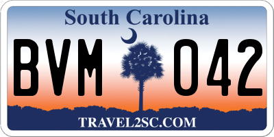 SC license plate BVM042