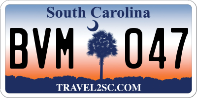 SC license plate BVM047