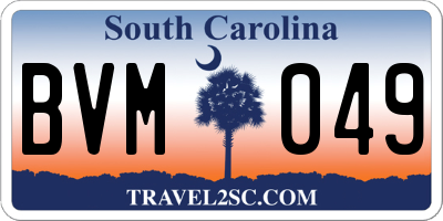 SC license plate BVM049