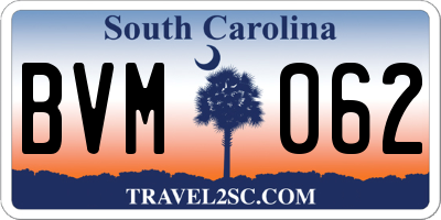 SC license plate BVM062