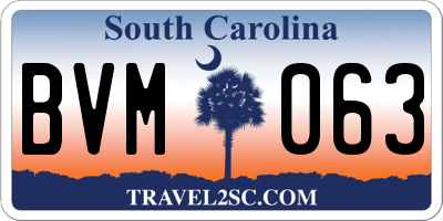 SC license plate BVM063