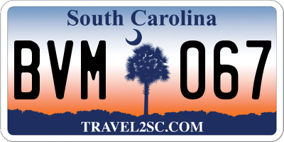SC license plate BVM067