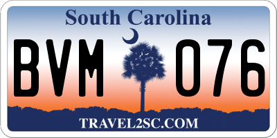 SC license plate BVM076
