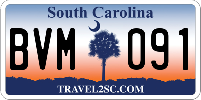 SC license plate BVM091