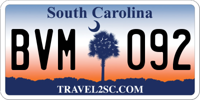 SC license plate BVM092