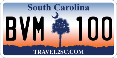 SC license plate BVM100