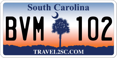 SC license plate BVM102