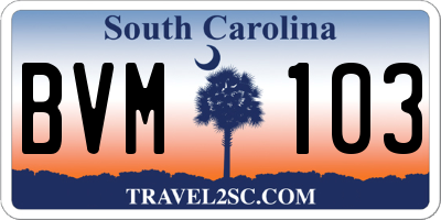 SC license plate BVM103