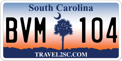 SC license plate BVM104