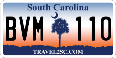 SC license plate BVM110