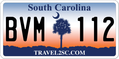 SC license plate BVM112
