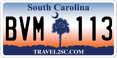 SC license plate BVM113