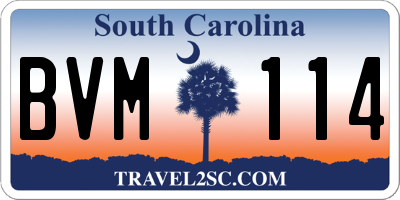 SC license plate BVM114
